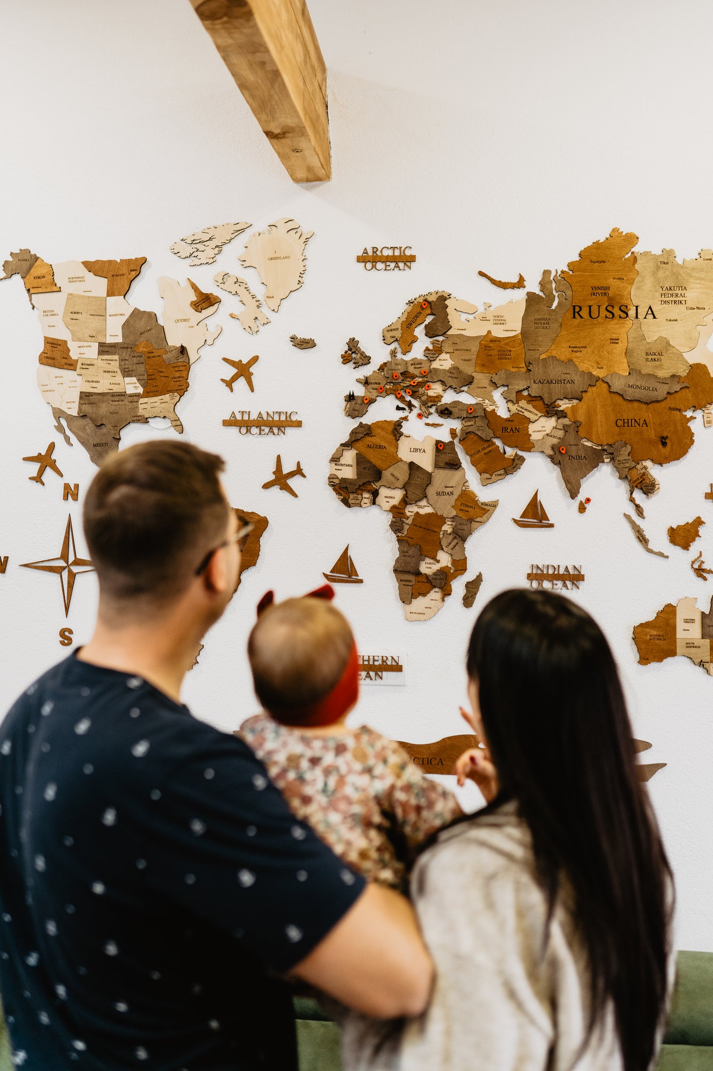 3D premium drvena mapa sveta(3D wooden world map)