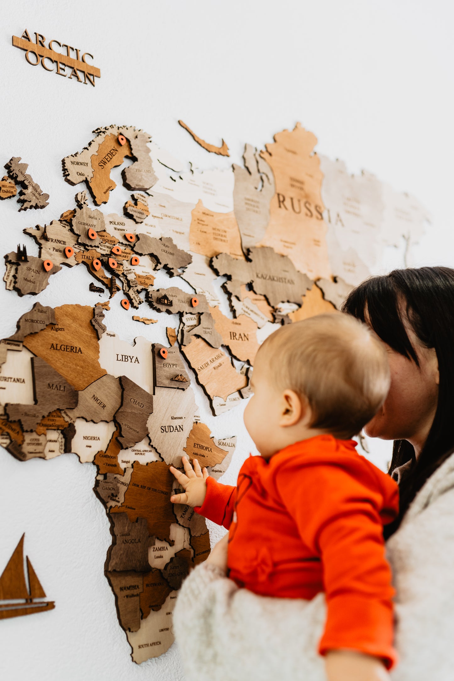 3D premium drvena mapa sveta(3D wooden world map)