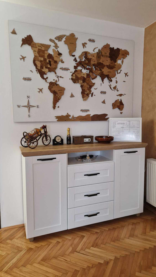 3D premium drvena mapa sveta(3D wooden world map)