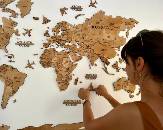3D premium drvena mapa sveta(3D wooden world map)