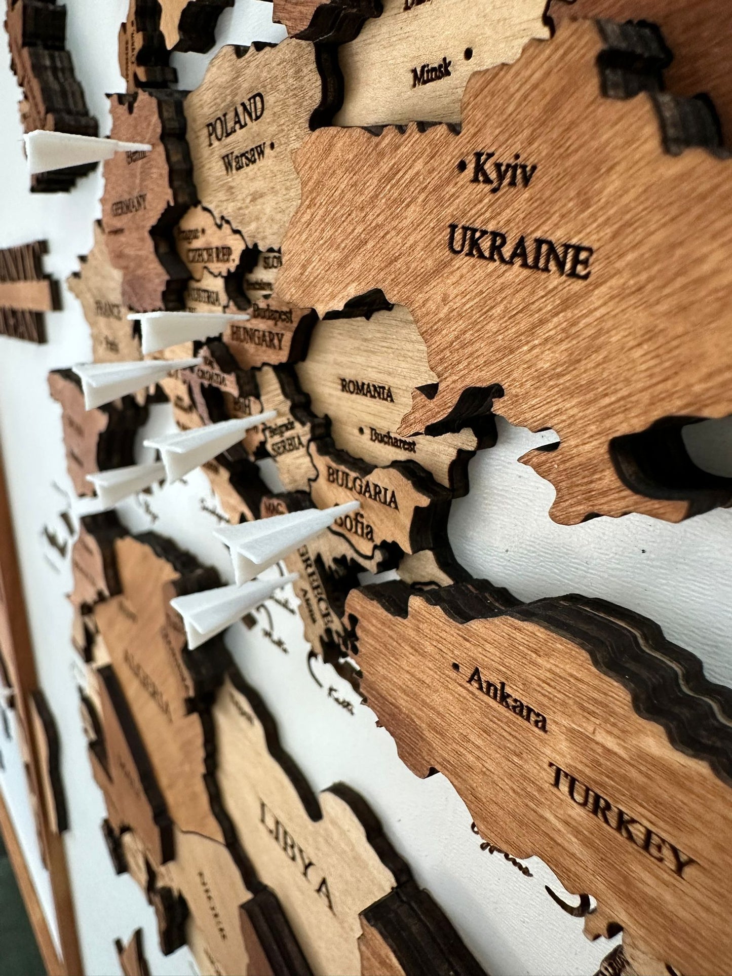 3D premium drvena mapa sveta(3D wooden world map)